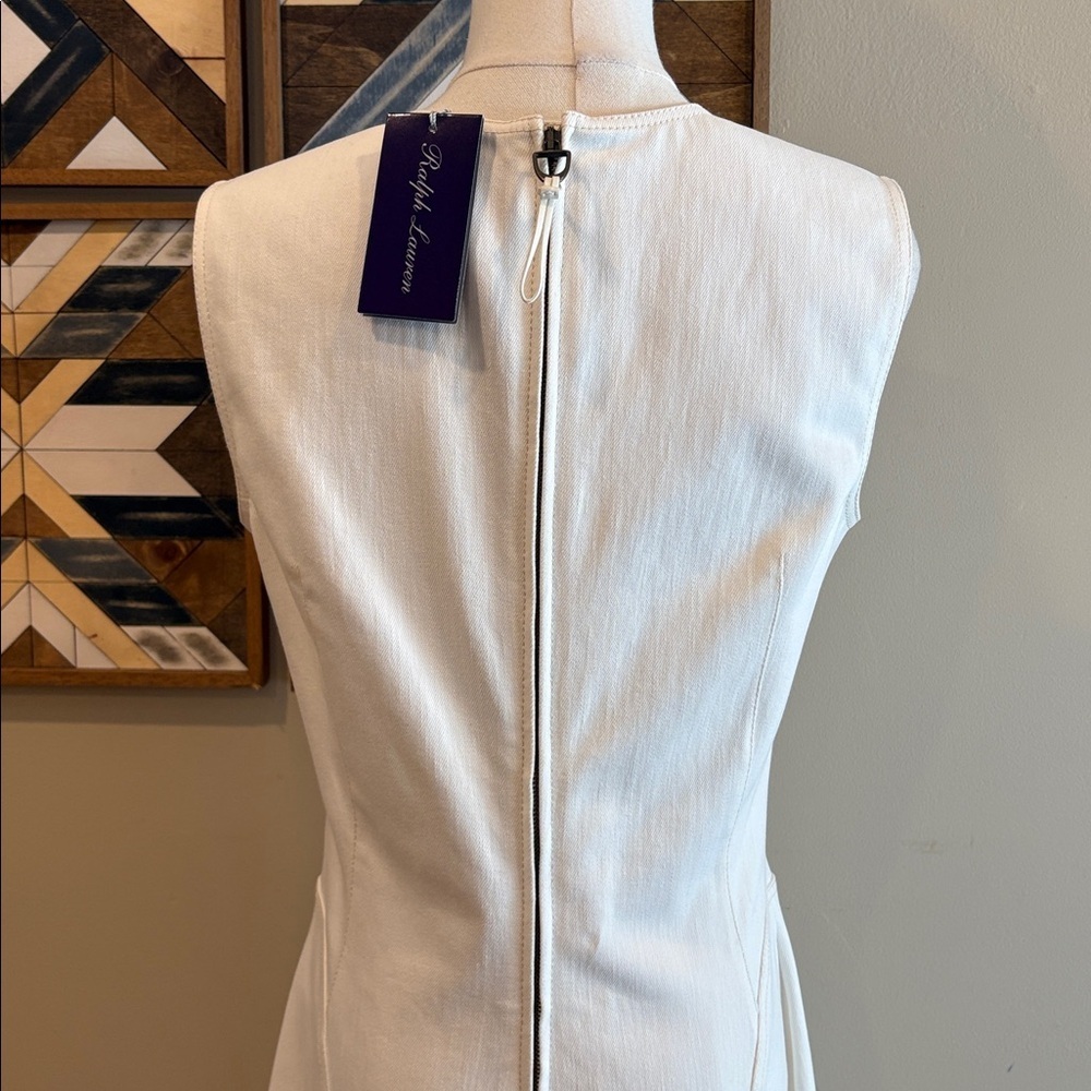 Ralph Lauren Collection Antique White Cotton Denim Sleeveless Dress sz 10 NWT - Picture 7 of 15